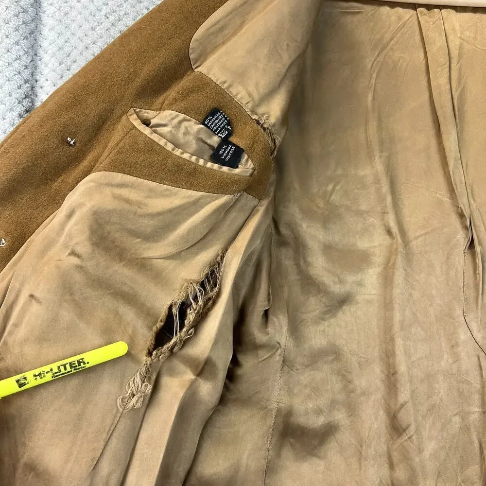 Rare Van Gils Mens Cashmere Coat Vintage Camel Tan 3 Button Overcoat Sz 36-38